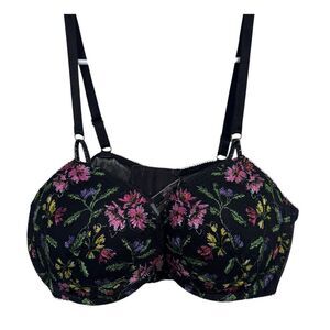 Victoria's Secret 36C Black Floral Embroidered Very Sexy Push Up Bra